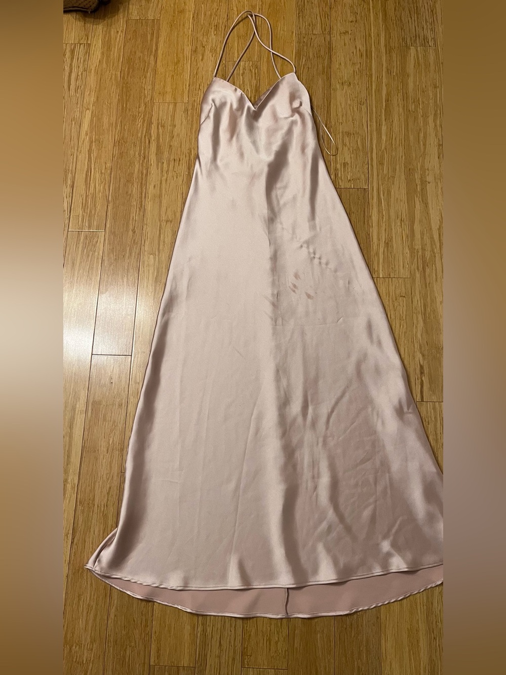 Blush Pink Satin Silk Maxi Slip Dress